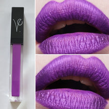 Load image into Gallery viewer, metallic purple gothic lipstick vegan
