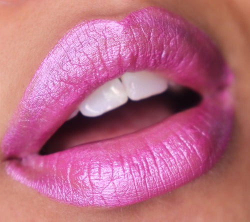 alt fashion baby pink metallic vegan lipstick